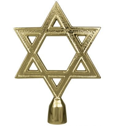 Gold Metal Star Of David For Indoor Pole With Top Adapter