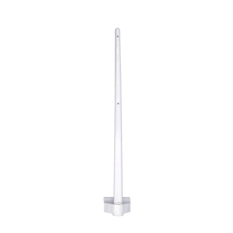 Load image into Gallery viewer, White plastic car window flag bracket, featuring a tapered staff and a flat base designed to securely attach a flag to a vehicle window.