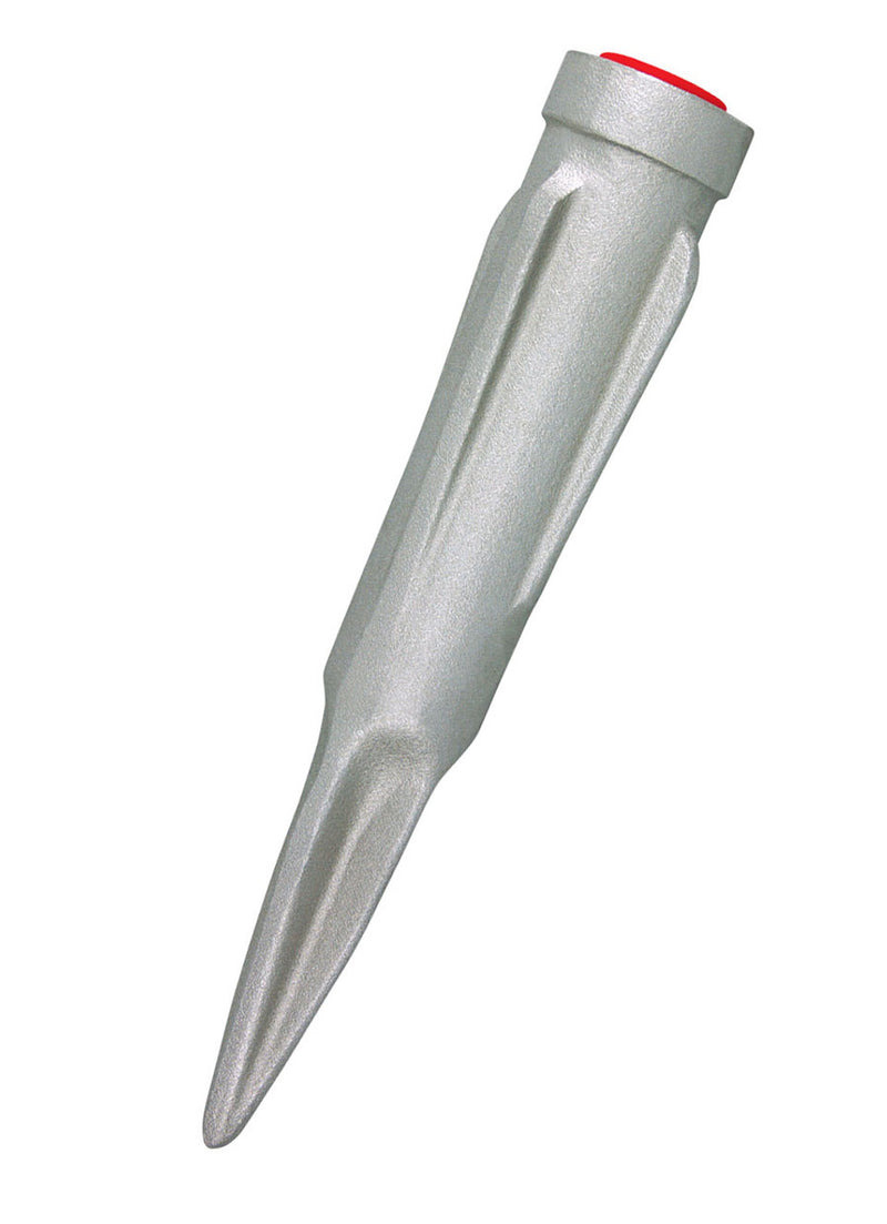 Load image into Gallery viewer, Heavy-duty cast aluminum lawn socket for exterior use, featuring a silver finish and robust ribbed design.