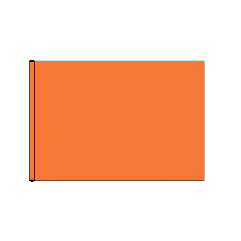 Load image into Gallery viewer, Solid plain safety orange nylon golf flag shown flat, illustrating the tube header style for golf hole poles.