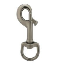 Load image into Gallery viewer, Satin nickel finish Swivel Flag Snap with a heavy-duty clasp and lower D-ring for secure flag attachment.