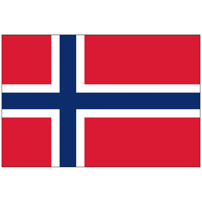 Load image into Gallery viewer, Norway flag with a red background and a bold navy blue Nordic cross outlined in white, representing the country's heritage and Scandinavian identity.