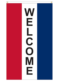 Vertical Welcome Message Flag