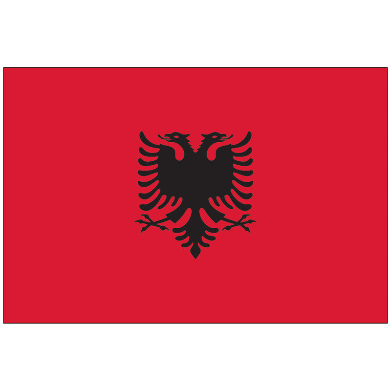 Load image into Gallery viewer, Albania flag with a black double-headed eagle centered on a red nylon background.