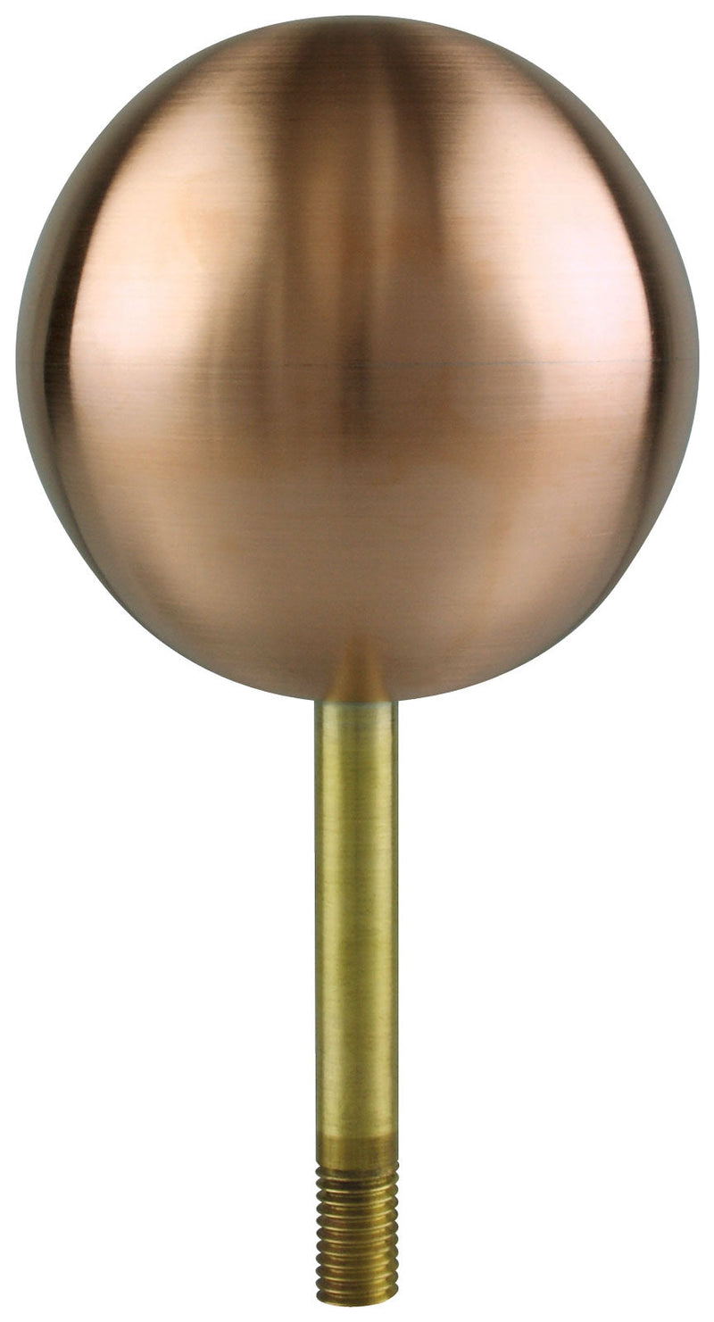 Load image into Gallery viewer, Copper-finished aluminum ball flagpole ornament with brass threaded rod.