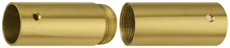 Load image into Gallery viewer, Close-up of brass screw joint set for wooden flagpoles, showing threaded male and female connectors with small alignment holes and polished finish.