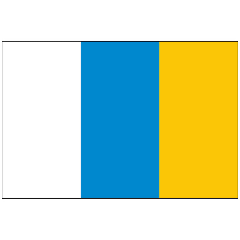 Load image into Gallery viewer, Flag of the Canary Islands made of nylon, a vertical tricolor of white, blue, and yellow stripes.