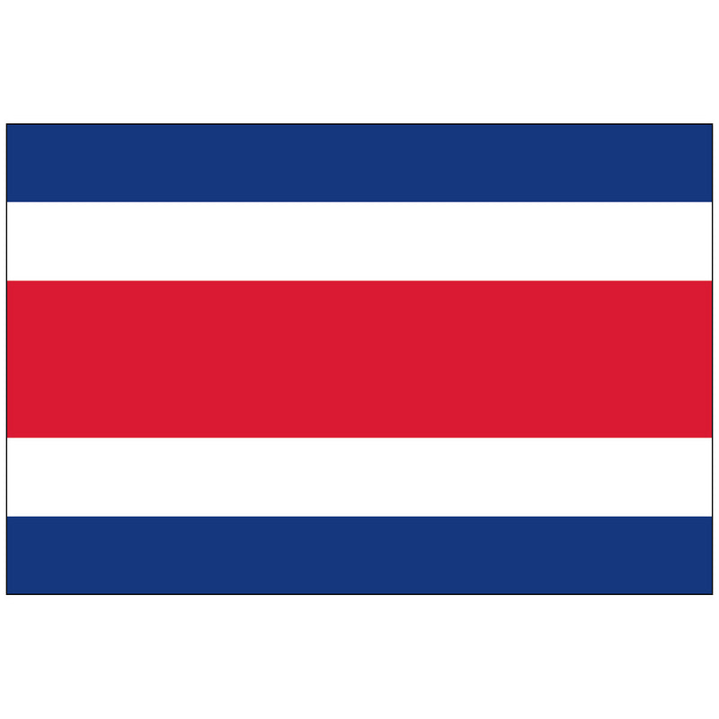 Load image into Gallery viewer, Civil flag of Costa Rica made of nylon, featuring five horizontal stripes of blue, white, red, white, and blue, without the national emblem in the center.