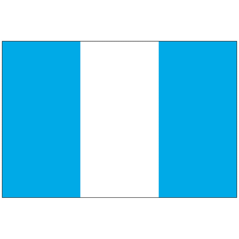 Load image into Gallery viewer, The Civil Flag of Guatemala, consisting of three equal vertical stripes of sky blue (representing the Pacific and Atlantic Oceans) flanking a pure white central stripe (representing peace). This plain design is primarily used by the Guatemalan populace.