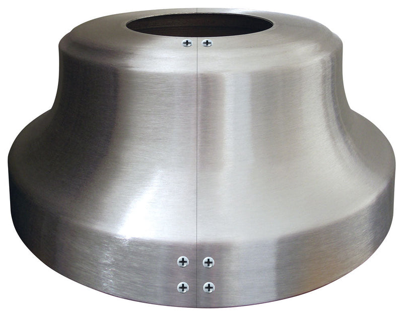 Load image into Gallery viewer, High-profile split aluminum flash collar with a sophisticated, clear metallic finish. The large, conical shape effectively covers the flagpole foundation, utilizing a two-part design fastened with visible hardware.