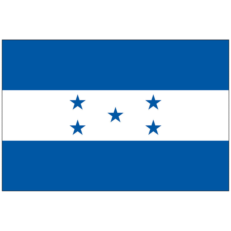 Load image into Gallery viewer, National Flag of Honduras: Horizontal turquoise blue-white-blue stripes with five centered blue stars symbolizing the unity of Central American nations.