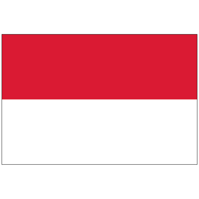 Load image into Gallery viewer, National Flag of Indonesia (Sang Saka Merah Putih): A simple horizontal red and white bicolour flag with the red stripe (courage/sacrifice) on top and the white stripe (purity/spirit) on the bottom.
