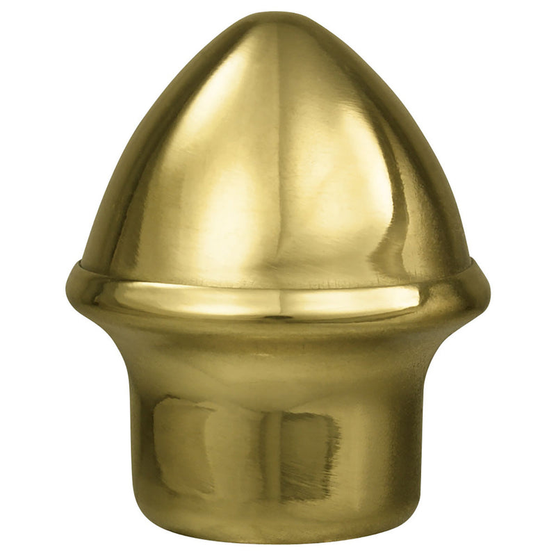 Load image into Gallery viewer, Ceremonial gold brass-look acorn finial for an indoor flagpole. This decorative topper features a smooth, domed base and a pointed tip, intended for slip-fit mounting.