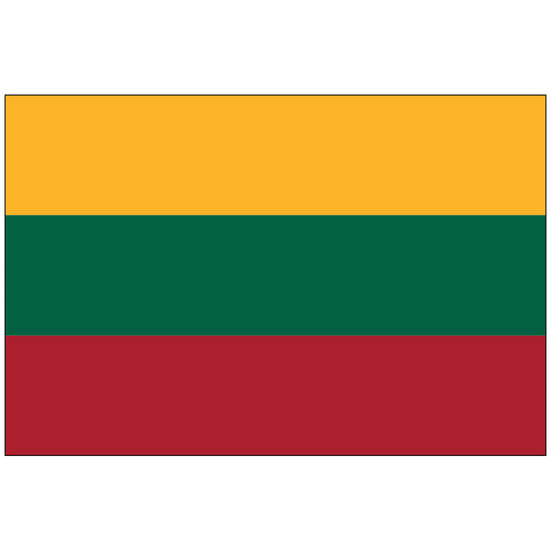 Load image into Gallery viewer, The national flag of Lithuania, a tricolor flag featuring horizontal stripes of yellow, green, and red.