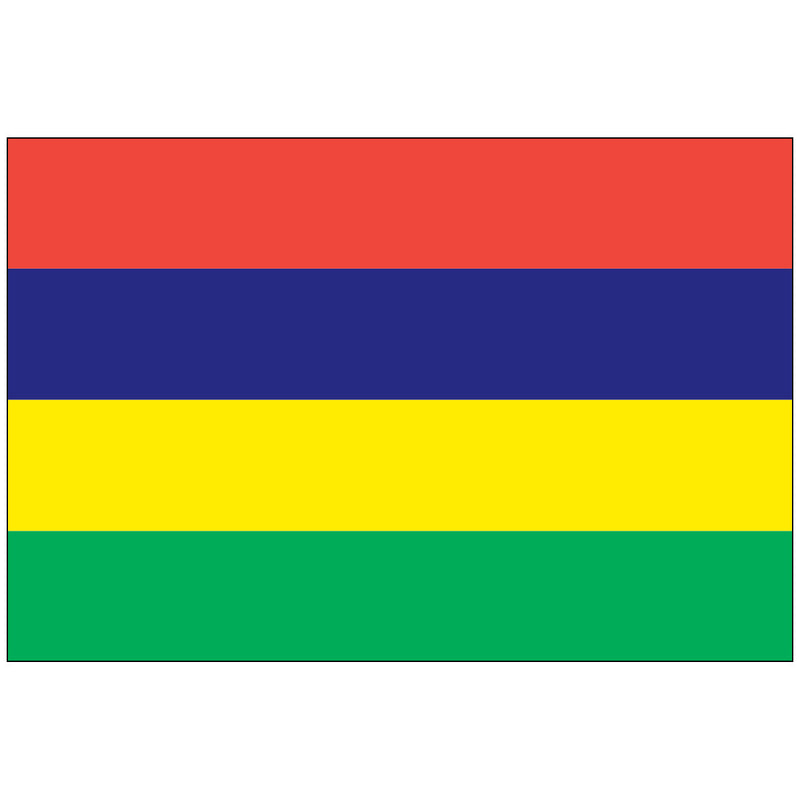 Load image into Gallery viewer, Horizontal Mauritius nylon world flag featuring four equal stripes. The colors, from top to bottom, are red, blue, yellow, and green.