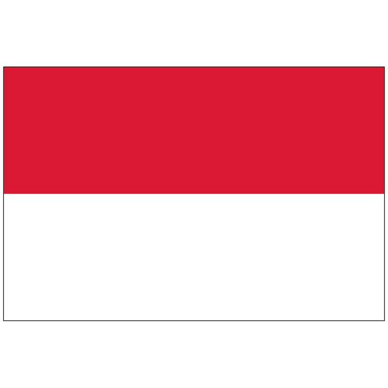 Load image into Gallery viewer, Official Monaco national flag, made of durable nylon, featuring the simple, classic design of two equally-sized horizontal bands: a bright red stripe on top and a white stripe on the bottom.