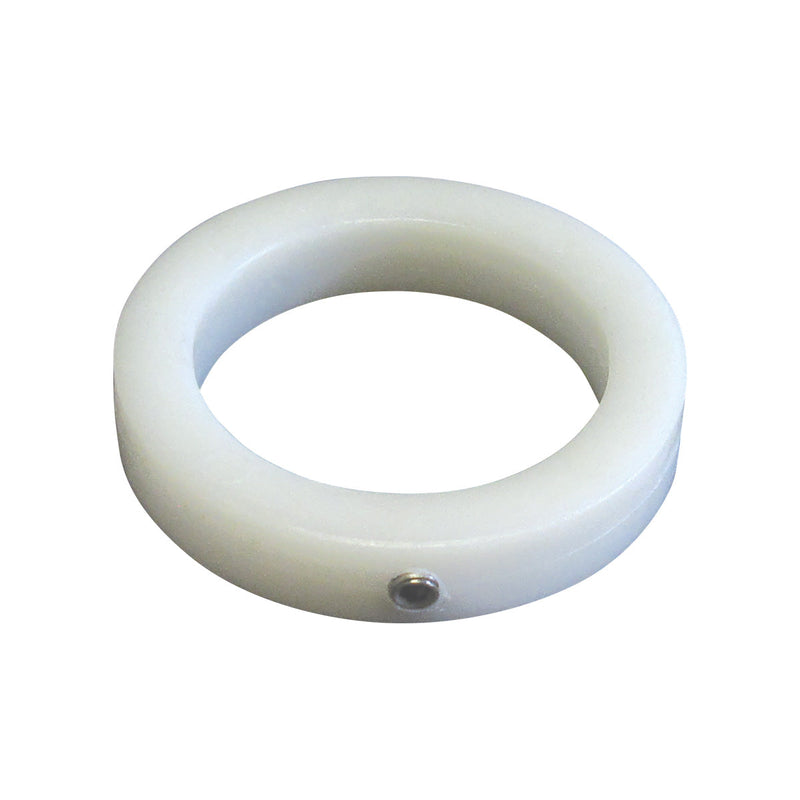 Load image into Gallery viewer, Durable white nylon collar ring for a Neverfurl flagpole kit, showing the small metal set screw.