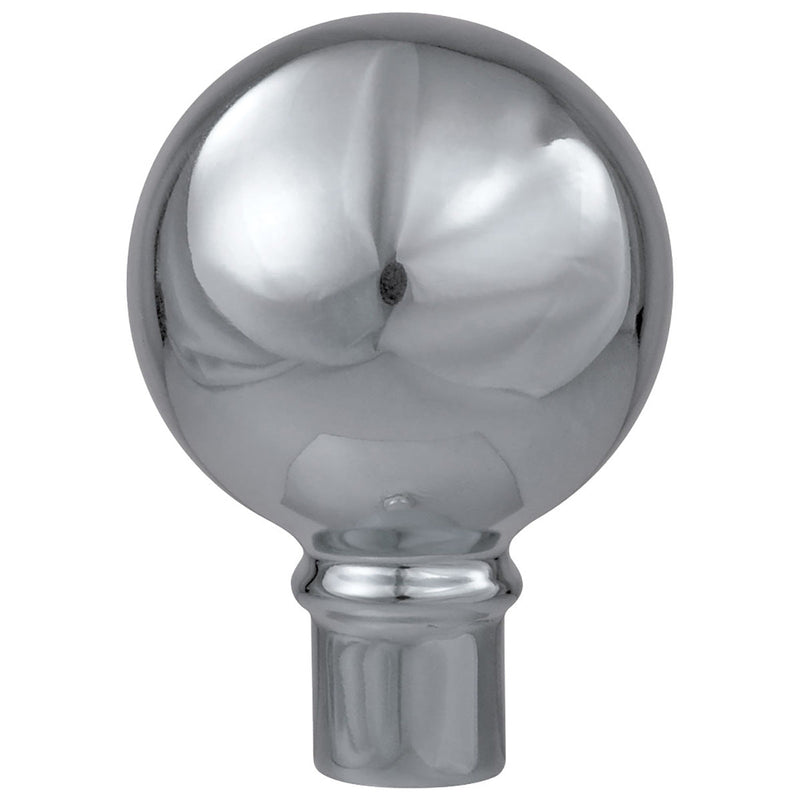 Load image into Gallery viewer, Chrome parade ball with ferrule for indoor oak flag pole featuring polished silver finish with reflective spherical top and ribbed adapter base