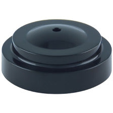Load image into Gallery viewer, Plastic stick flag holder in black featuring tiered circular base with single center mounting hole for displaying one flag