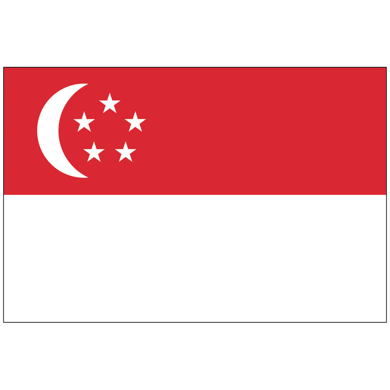 Load image into Gallery viewer, The flag of Singapore, featuring a red crescent moon and five stars on a white background.