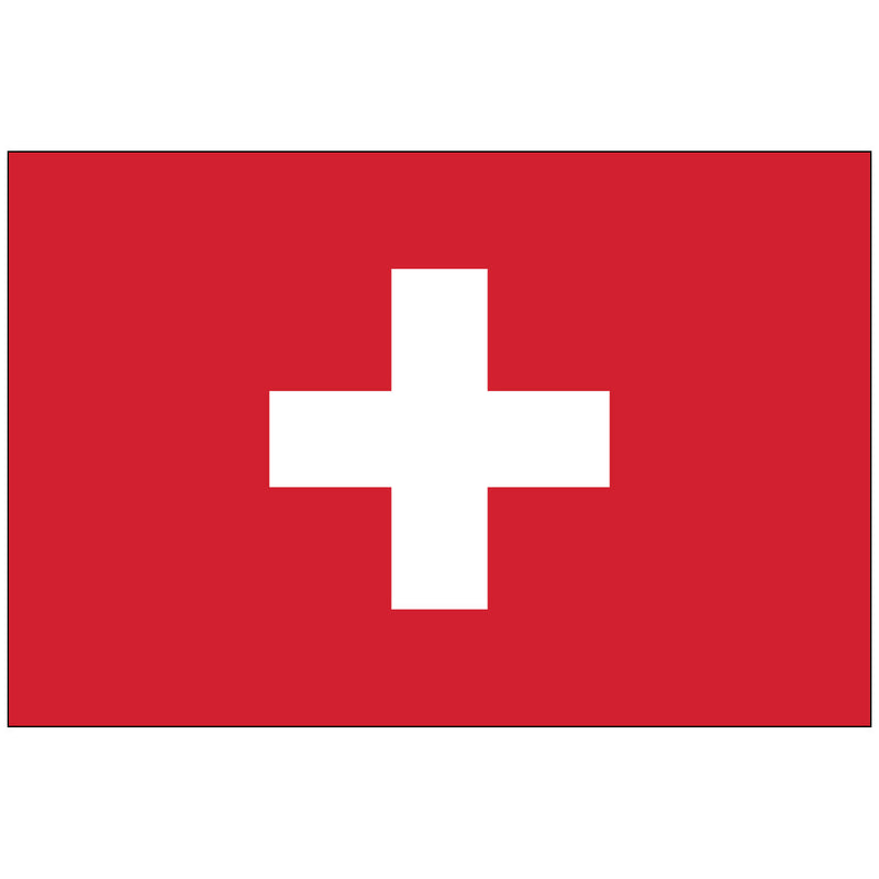 Load image into Gallery viewer, The image shows the flag of Switzerland, featuring a bold white cross centered on a bright red square background, symbolizing peace and neutrality.