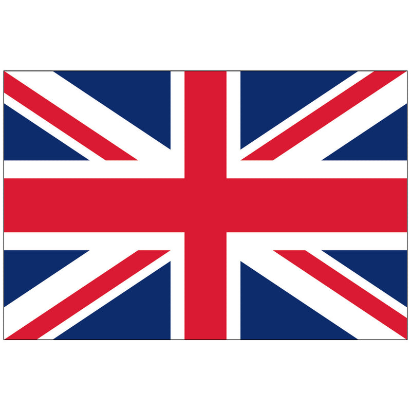 Load image into Gallery viewer, The flag of the United Kingdom, also known as the Union Jack, featuring a red cross on a white field with a diagonal red and white cross superimposed on it.