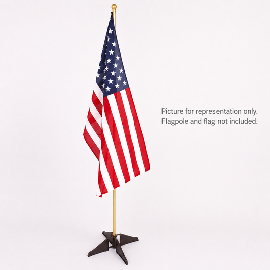 Portable floor stand shown with flagpole and U.S. flag for representation only