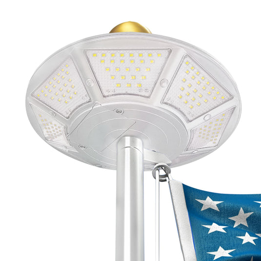 Elite Solar Flagpole Light - Silver Finish