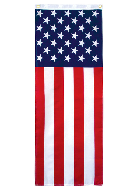 American flag with blue background and white stars on a white background