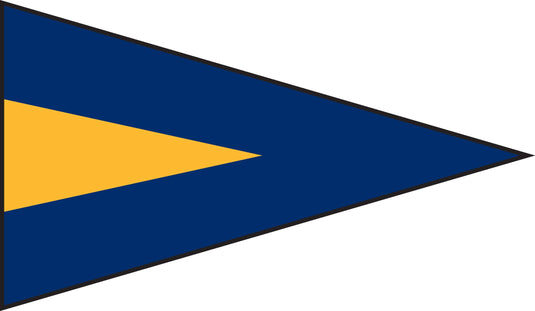 1st Repeater International Code of Signals flag, blue pennant with yellow triangle design