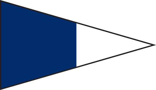 2nd Repeater International Code of Signals flag, blue pennant with white triangular section