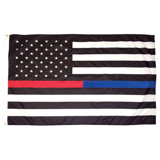 3'x5' Nylon US Thin Dual Line Flag - Police and Fire