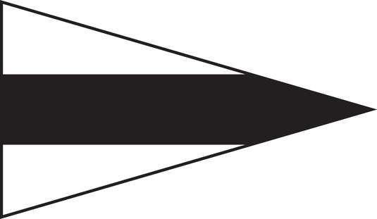 3rd Repeater International Code of Signals flag, black and white pennant with horizontal stripe