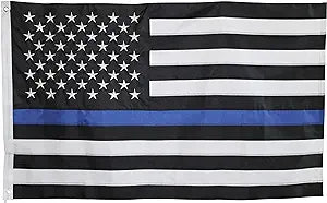 3'x5' Sewn and Embroidered Thin Blue Line Flag