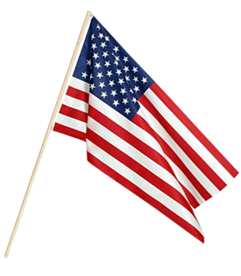 Load image into Gallery viewer, American flag on a wooden stick against a white background
