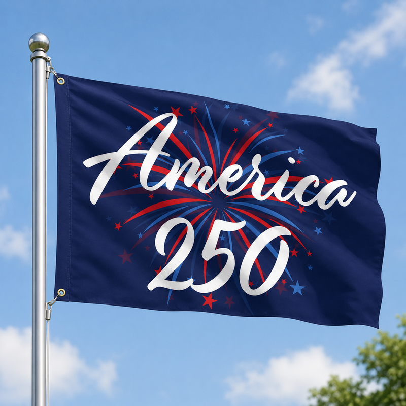 Load image into Gallery viewer, America 250 Celebration Flag – Premium Knit Polyester
