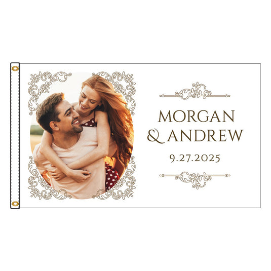 Personalized Digital Nylon Wedding Flag - 3'x5'