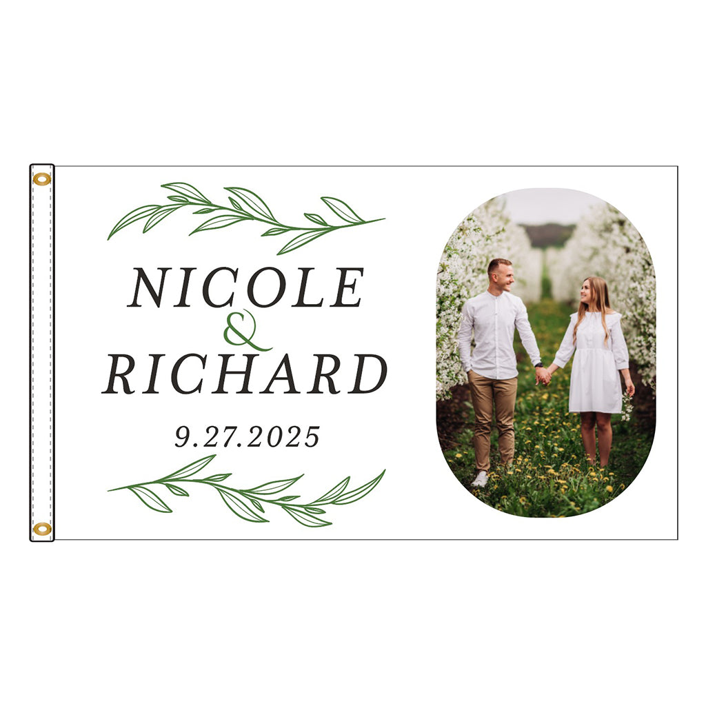 Personalized Digital Nylon Wedding Flag - 3'x5'