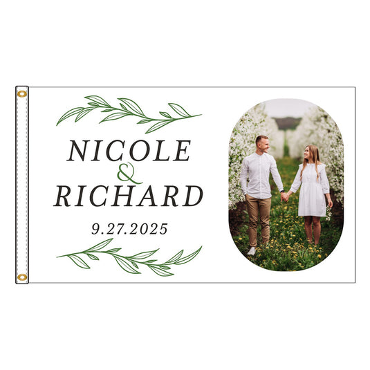 Personalized Digital Nylon Wedding Flag - 3'x5'