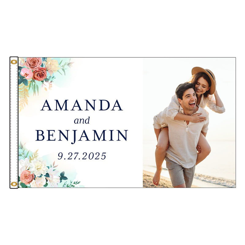 Load image into Gallery viewer, Personalized Digital Nylon Wedding Flag - 3'x5'
