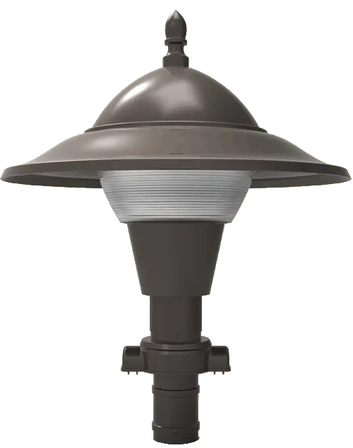 American Flaglighter flagpole top luminaire in a dark bronze finish.