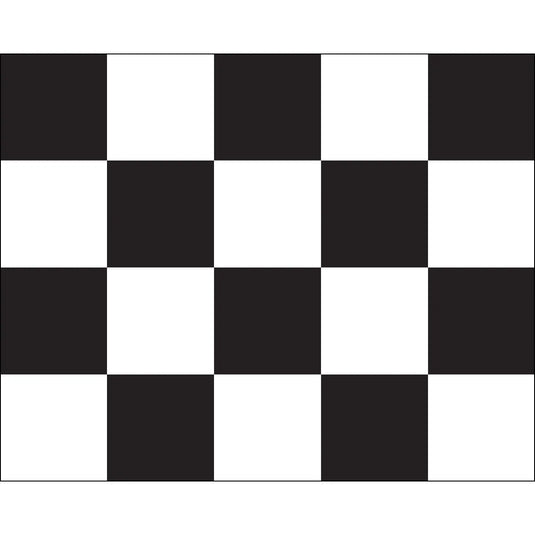 The black and white checkered auto racing flag, used to signal the winner and the end of the race.