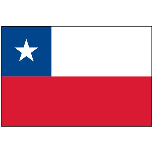 National flag of Chile, featuring two horizontal stripes of white (top) and red (bottom), with a blue square canton in the upper hoist containing a white five-pointed star.
