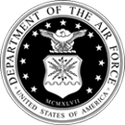 Black and white graphic of the Department of the Air Force seal for custom laser engraving onto flag case glass.