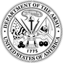 Black and white graphic of the official Department of the Army seal for custom laser engraving on display glass.