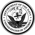 Black and white graphic of the official Department of the Navy seal for custom laser engraving onto display glass.