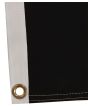 Load image into Gallery viewer, Close-up detail of the hoist corner of the Detroit Lions Deluxe Sport Flag, showing the reinforced white canvas header and the durable brass grommet.
