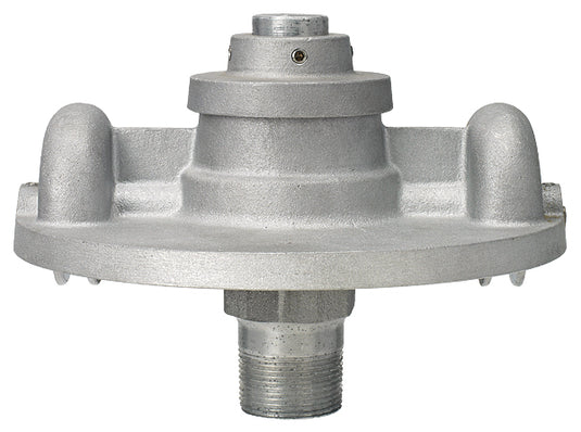 Front view of the double pulley revolving flagpole truck for external halyard systems, showing durable cast aluminum body with threaded mount.