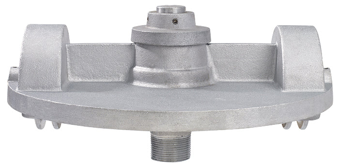 Load image into Gallery viewer, Side profile of the double pulley revolving flagpole truck in silver aluminum finish, designed for external halyard flagpoles.
