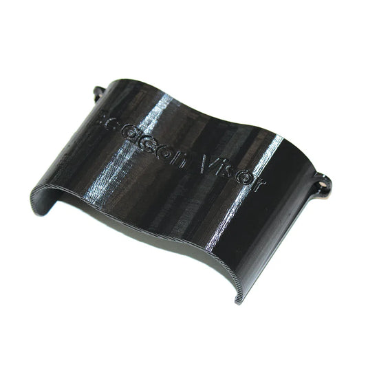 Black External Halyard Beacon Visor shown standalone, featuring a contoured 3D-molded design for glare reduction and precise light focus.